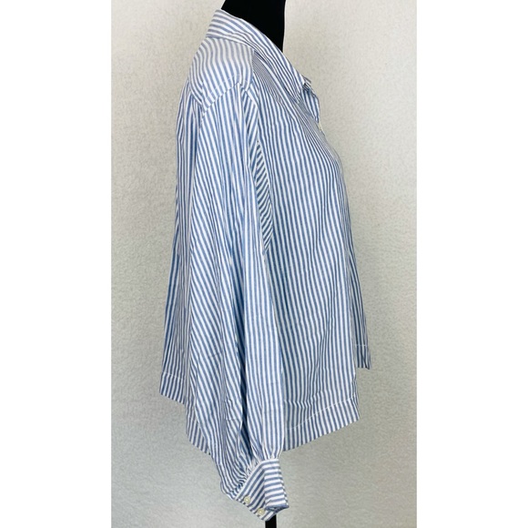 CURRENT/ELLIOTT • The Emmy Striped Half-Placket Long Sleeve Blouse, 2 - Picture 6 of 16